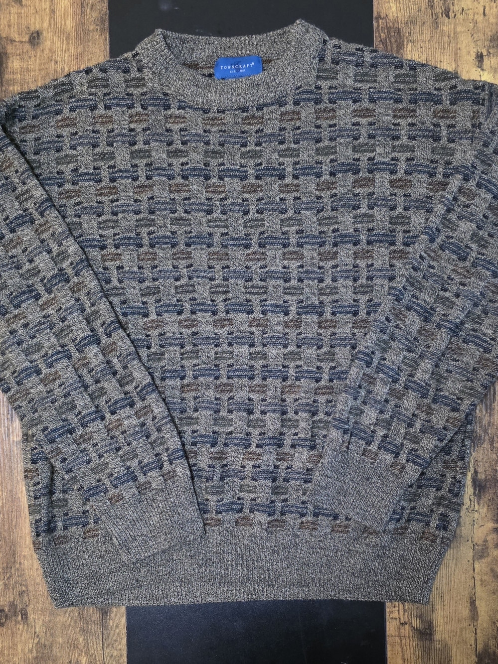 Towncraft Men's Gray Knit Crewneck Sweater